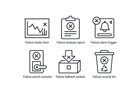 straight perfect stroke icon mono icons style isolated failure mode chart failure lysis report failure trigr failure switch actuator failure fallback module failure recycle bin