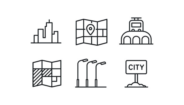 straight perfect stroke icon mono icons style isolated sky map transport hub model zoning plan overlay street array boundary marker