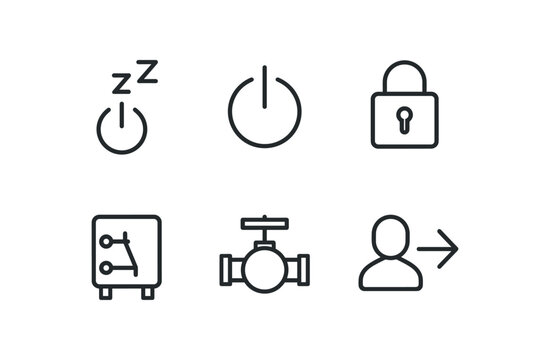 straight perfect stroke icon mono icons style isolated shutdown sleep mode toggle shutdown system halt instction shutdown safety interlock shutdown relay shutdown isolation valve shutdown