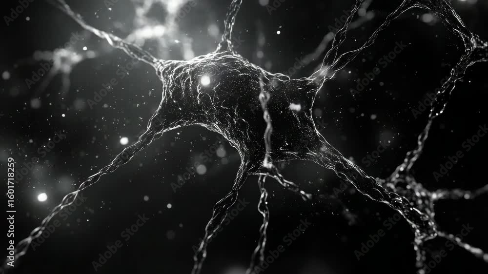 Aufkleber molecular model of a neuron in the human brain. cellular structure at microscopic level, focusing on