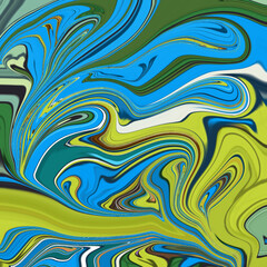 Vibrant blue and green swirling abstract artwork with energetic lines and motion. Great for tech, backgrounds, and creative visuals. Vibrant, Swirl, Abstract, Motion, Color