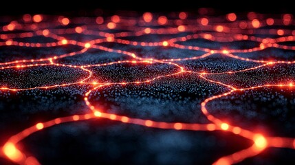 Red illuminated lines form abstract network