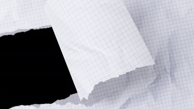 斜めに破れる方眼紙のコラージュ動画素材　アルファチャンネル付き