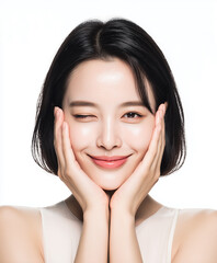 beautiful asian korean beauty model. hair model