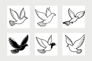Fototapeta premium Flying dove vector illustration. 