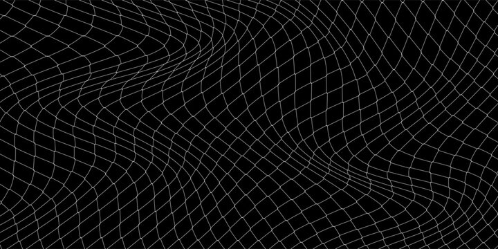 Net texture pattern on black background. Net texture pattern for backdrop and wallpaper. Realistic net pattern with black squares. Geometric background, vector illustration