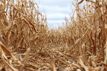 Fototapeta premium Area of desiccated maize stems