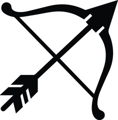Traditional Bow and Arrow Icon Vector – Archery Symbol for Hunting, Sport, and Warrior Concept Design in Black Silhouette Style
