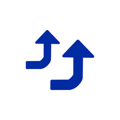 上向き矢印・カーブ案内アイコン / Upward Curved Arrow Direction Icon	