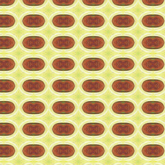 Repeating circular motif with earthy red and yellow hues. Ideal for vintage patterns, wallpaper, textiles, and retro-inspired visual projects.