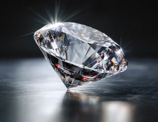 Brilliant diamond, gleaming on dark surface