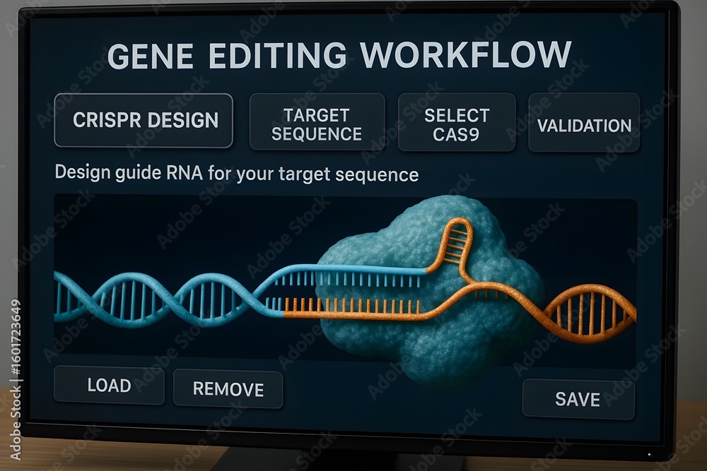 Aufkleber gene editing workflow displayed on a screen