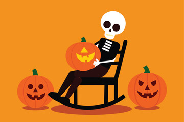 Ghostly silhouette in rocking chair under moonlight vector illustration