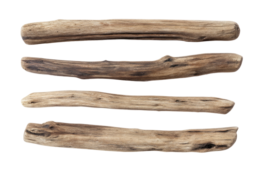 Four driftwood planks, stacked horizontally