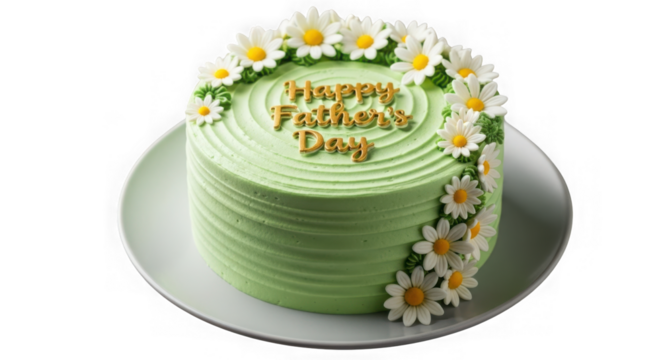 Happy father's day cake with daisy flowers isolated on transparent background - Powered by Adobe