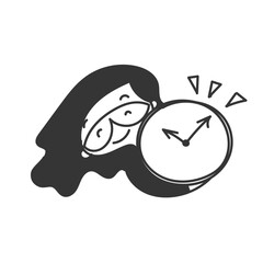 cute cartoon woman holding clock