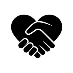 Obraz premium Vector icon of two hands shaking forming the shape of a heart. 