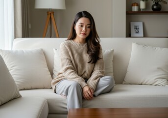 Obraz premium Woman relaxed on couch at home