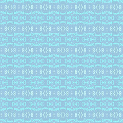 Seamless tribal pattern with hand-drawn blue ethnic symbols on pastel background. Ideal for textiles, wallpaper, or crafts. Features golden keywords: tribal, pattern, blue, ethnic, seamless.