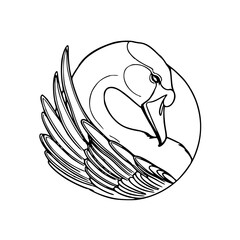 stylize swan bird outline in circular frame