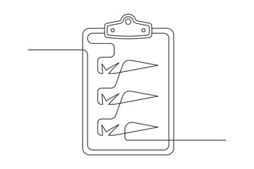 Continuous Line Checklist Clipboard Vector   Minimal Single Line Art for Task Management.