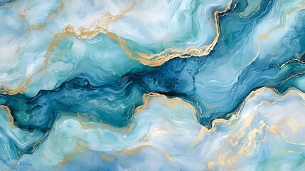 Abstract marble design in teal and gold