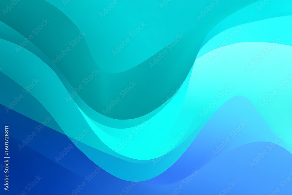 Poster abstract aquatic serenity flowing waves of teal and deep blue creating a calming and dynamic visual 