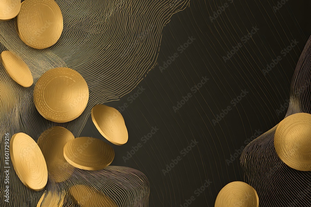 Aufkleber an abstract golden mandala design with intricate patterns on a dark sophisticated background evoking