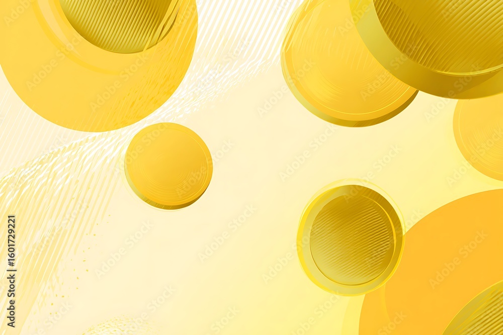Poster vibrant abstract yellow circles and bubbles with subtle gradients creating a warm and energetic back