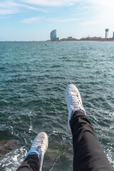 Hermosa fotografía tomada en la Barceloneta, España en un día soleado.
