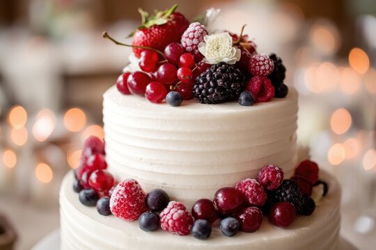 Berry topped wedding cake