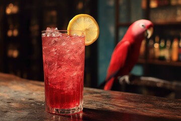 Beverage collection sweet red cocktail with lemon