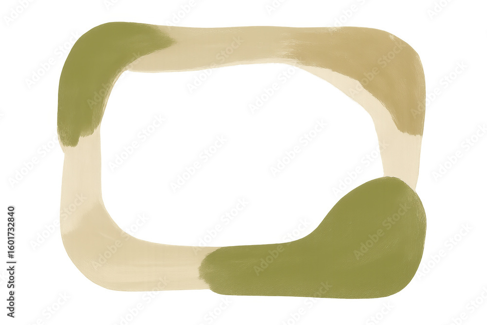 Aufkleber abstract irregular frame with beige and green paint strokes, perfect for adding a touch of modern ar