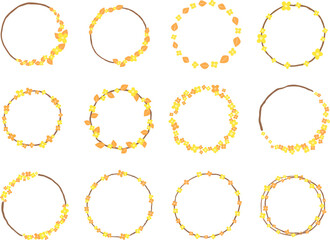 Abstract Yellow and orange color flower wreath ornament illustration for decoration on summer, Autumn , wedding and romance concept.