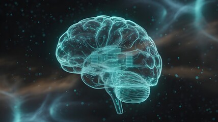 Explore artificial intelligence with a glowing brain showing technology and future innovation