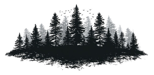 Silhouetted Forest at Dawn