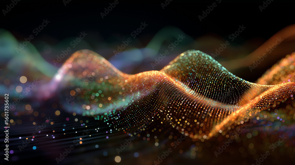 Poster abstract visualization of energy waves: a mesmerizing visualization of undulating energy waves, awas
