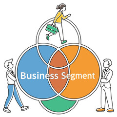 Business segments diagram with people and briefcase vector