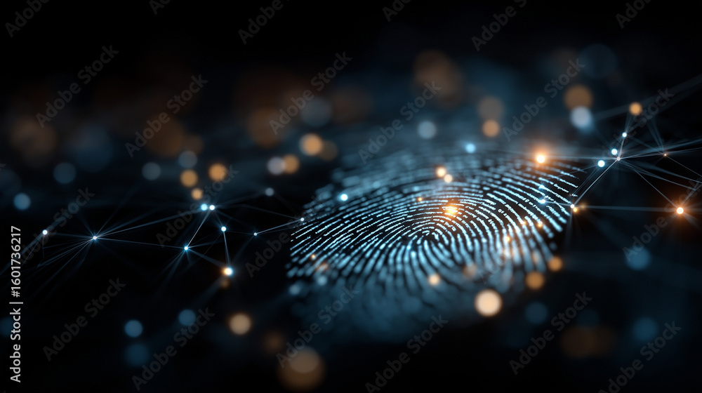 Poster digital fingerprint: a captivating digital representation of a fingerprint, intricately detailed wit