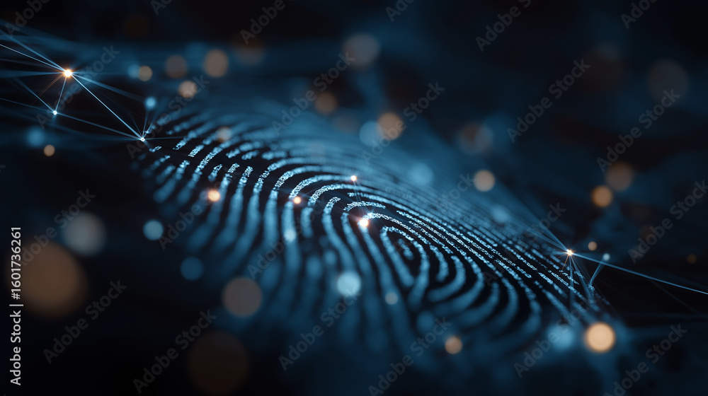 Poster digital fingerprint: a captivating digital representation of a fingerprint, illuminated with interco
