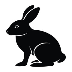 Obraz premium Silhouette of a Seated Rabbit A Simple Yet Elegant Depiction of Wildlife in Black and White Design