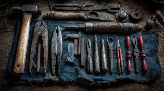 Vintage Tools on Worn Denim
