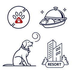 Dog friendly resort dining and building icons food