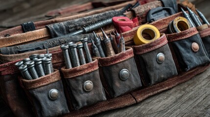 Vintage Tool Belt with Assorted Tools