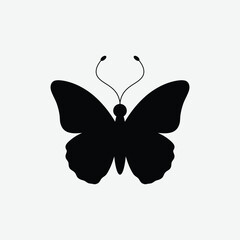 Elegant butterfly silhouette on crisp white background. Perfect for minimalist decor, prints, crafts, t-shirts, and digital design.