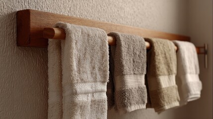 Wooden Towel Rack with Soft Towels