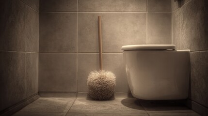 Clean Toilet and Brush in a Modern Bathroom
