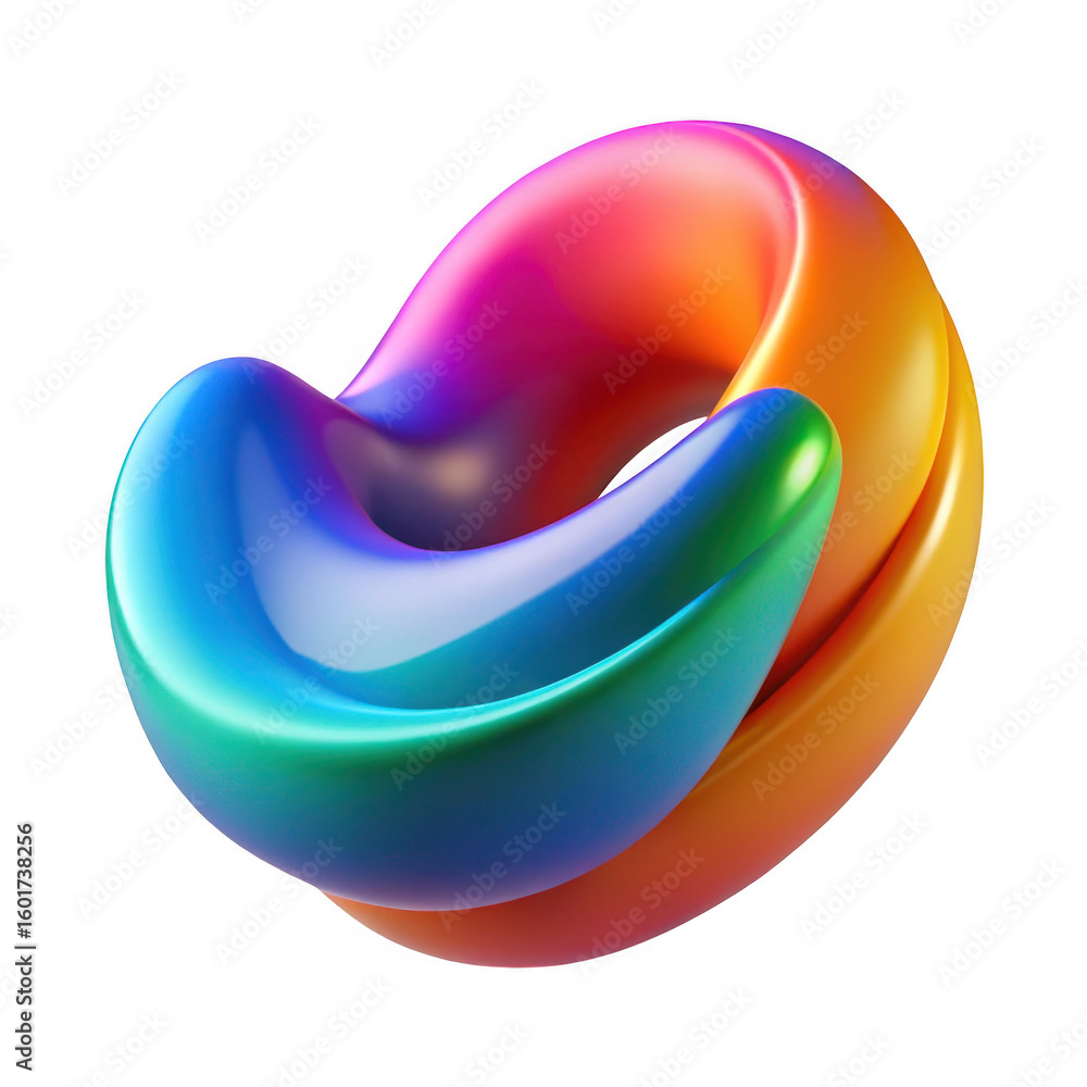 Poster abstract smooth torus shape with vibrant rainbow gradient isolated on transparent background