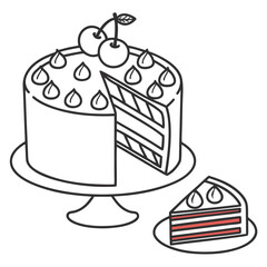 Layered cake with cherries and slice dessert celebration