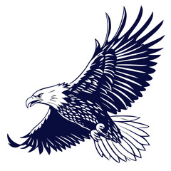 Majestic Eagle in Flight Deep Blue Silhouette bird flying